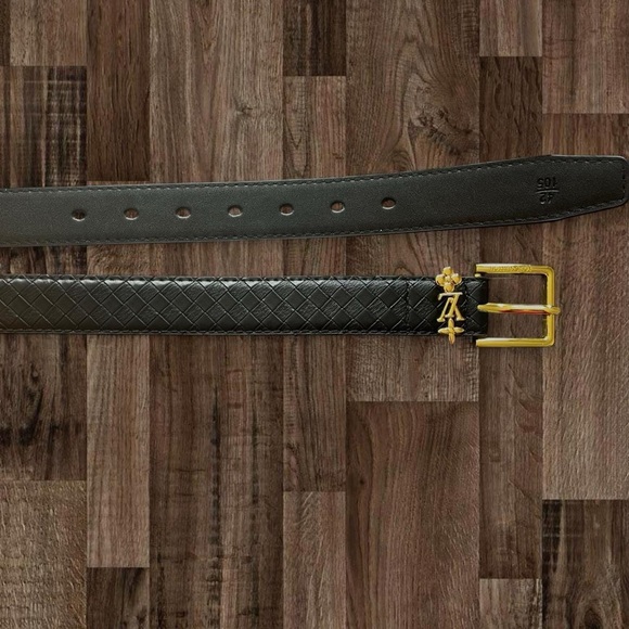 Black and Gold Leather Belt - Picture 3 of 4